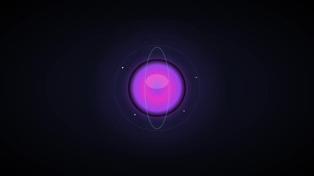 Orbiting glowing spheres in dark space digital motion graphic loop