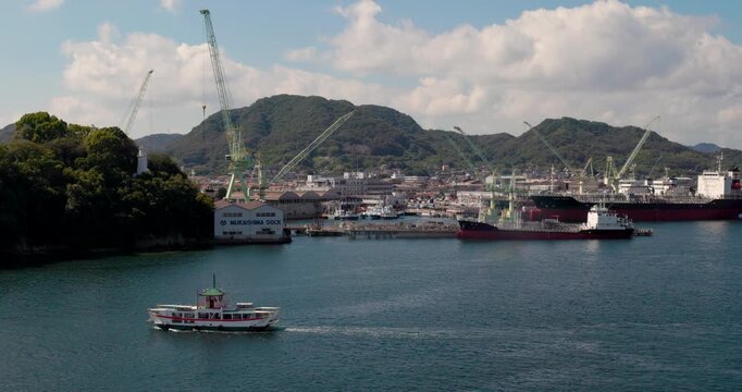 Boats and Shipyard in Onomichi Harbor, Hiroshima, Japan