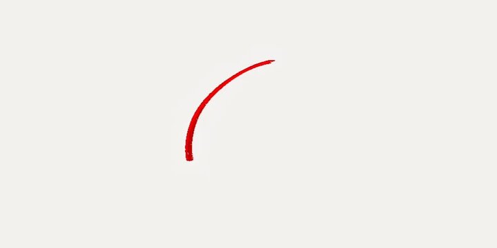 Red curved line shape drawn on white background animation element arc shape red stroke graphics resource vector style abstract design