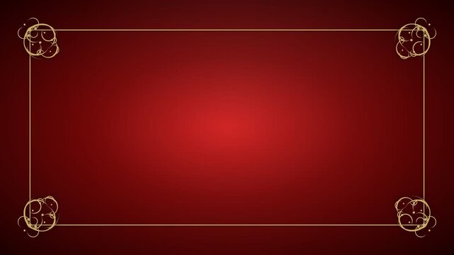 Rich Crimson Red Velvet Surface Featuring an Ornate Golden Decorative Border