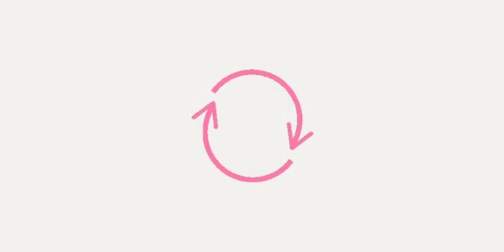 Pink circular arrows reload loop symbol motion graphic an animated arrow icon indicating refresh reload or continuous action