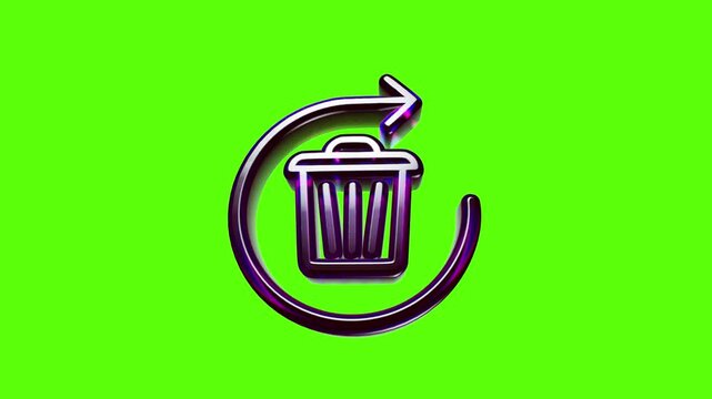 Shiny 3d metal trash can icon with a circular arrow refresh symbol for digital file deletion recovery