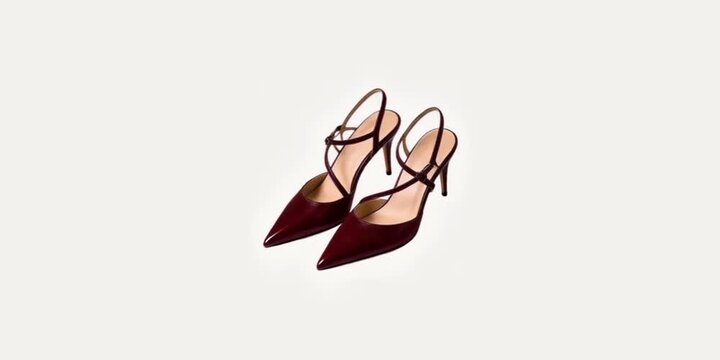 Pair of elegant burgundy high heel women sandals with pointed toe and thin straps high heels women shoes strap shoes fashion footwear heeled