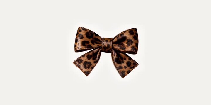 Decorative leopard print fabric hair bow isolated on a white background animal print hair accessory fashion accessory hair ribbon patterned bow