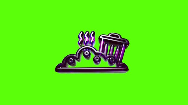 Smelly trash pile icon with a waste bin depicting garbage disposal and environmental pollution issues
