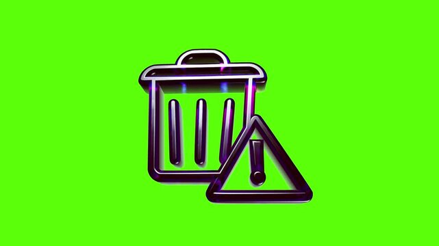 Black trash bin icon with a yellow warning triangle sign representing file deletion and system error