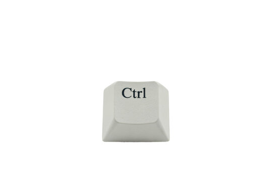 Single white computer keyboard key with black ctrl text labeling isolated on a transparent background