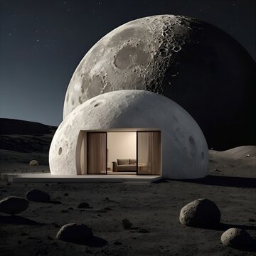 Minimalist Lunar Residence Built Into the Moon