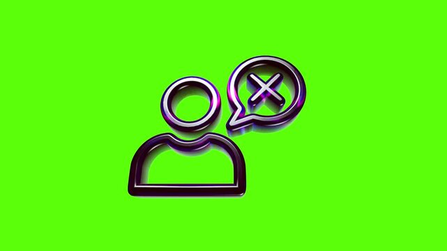 3d metallic user icon with a speech bubble and a cross mark symbol for block or delete user action