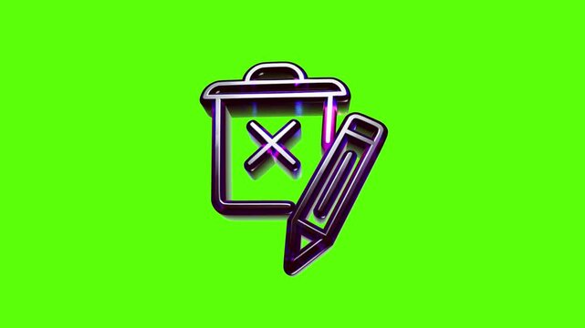 Shiny dark purple trash bin icon with a pencil symbol for editing or deleting files on a screen