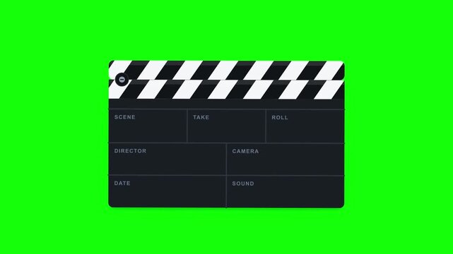 A classic black movie clapperboard used for film production and scene synchronization in professional cinematography and motion picture studio projects