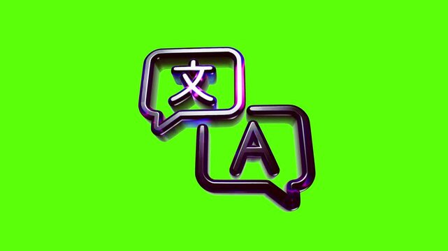 3d metallic language translation icon with speech bubbles showing letter a and chinese character symbol
