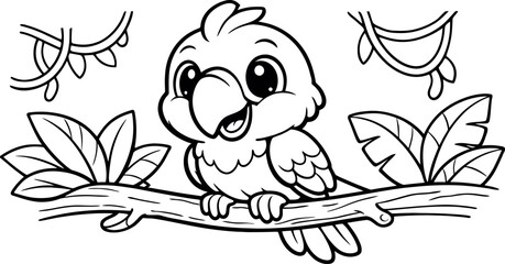 Fototapeta premium Cute Parrot Sitting On A Tree BranchCute Parrot Sitting On A Tree Branch