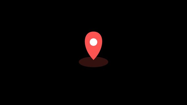 Red Location Pin Drop Animation Black Background