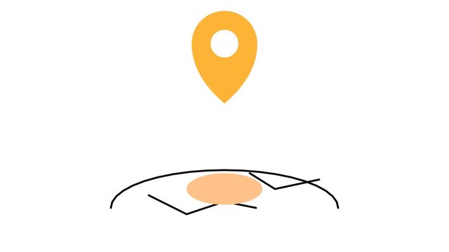 Orange Location Pin Drop Animation White Background
