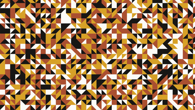 Mustard yellow and brown geometric random triangle scatter vector pattern