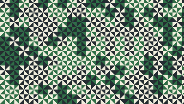 Pinwheel quilt block pattern forest green half square triangle design