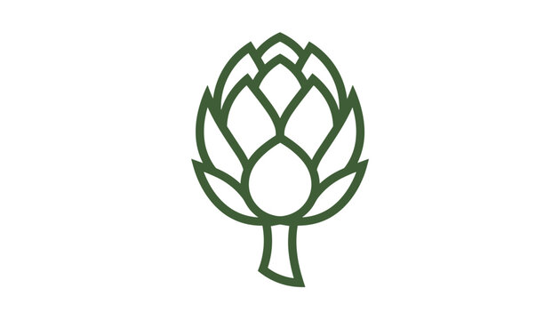 Green outline icon of a fresh artichoke vegetable isolated on a white background, perfect for healthy food concepts.