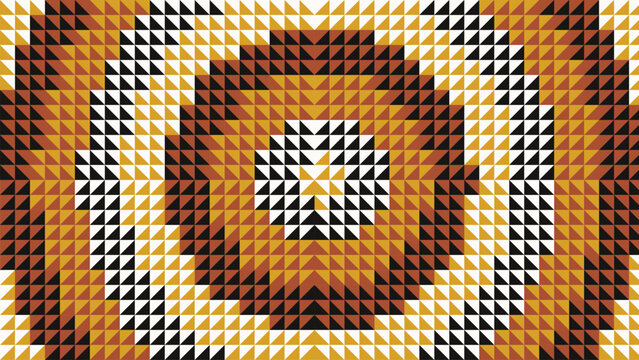 Mustard yellow radial quilt pattern featuring geometric half square triangles