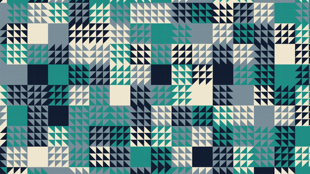 Teal geometric pattern vector background with abstract triangle tiles design