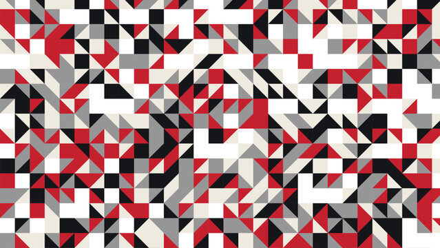 Geometric abstract pattern background with red triangles and squares design