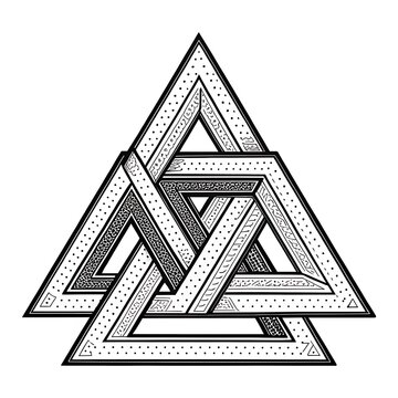 Intricate geometric Penrose triangle optical illusion art