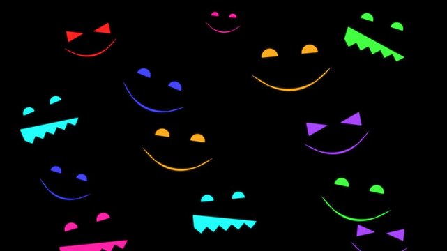 Colorful Emoji Faces Pattern Grid Glowing Animation