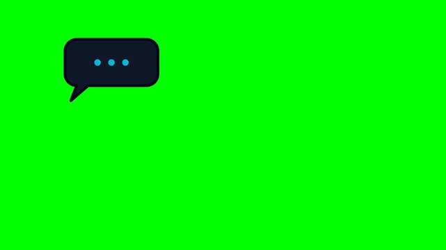 Animated speech bubble icon with pulsing dots for digital communication and messaging interface