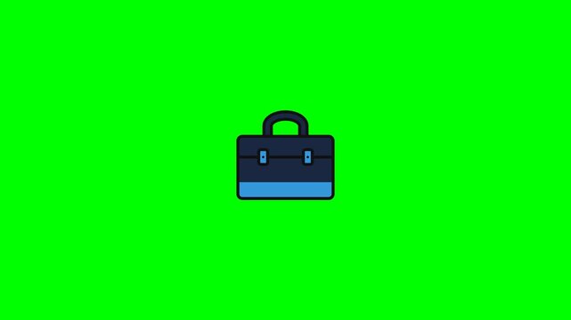 Animated briefcase icon with flat vector design for business and professional office communication