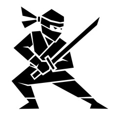 Ninja Warrior Black and White Geometric Icon © quinnbrak
