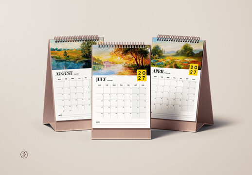 2027 Nature Landscape Desk Calendar Template