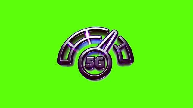 Shiny 5g speed test gauge icon representing fast mobile network connection and high internet data performance