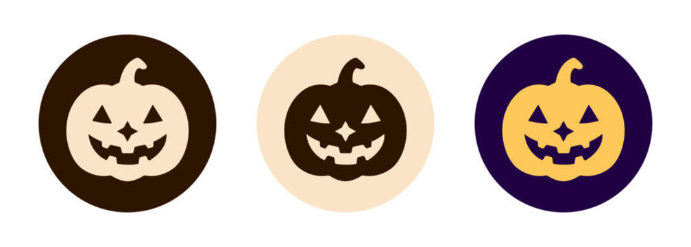 Halloween jack o lantern pumpkin icon with spooky smiling face