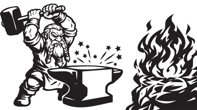 Blacksmith, Anvil, Fire, Hammer