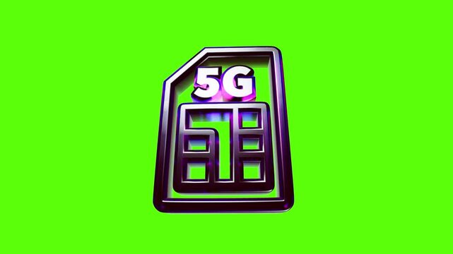 3d metallic 5g sim card icon for mobile communication and high speed wireless internet connectivity