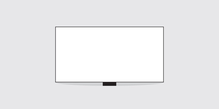 4K flat screen TV lcd or oled, plasma, realistic illustration, White blank monitor mockup. wide flat screen monitor hanging on the wall