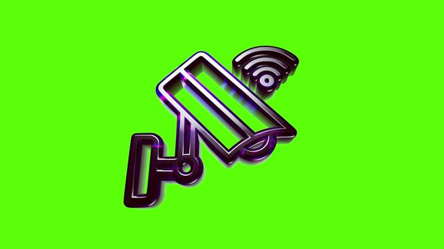 Modern security camera icon with wireless signal symbol for home or business protection and monitoring