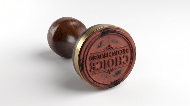 Round rubber stamp with the word choice embossed on a white background.