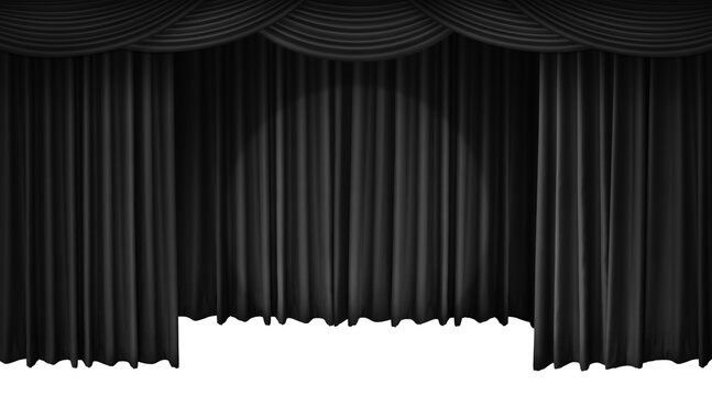 The black theater curtains were illuminated by spotlights PNG transparent.
