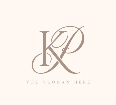 KP letter romantic wedding typography design