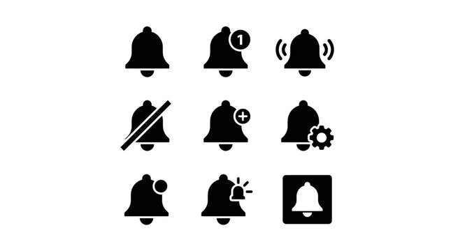 Collection of various bell icons.