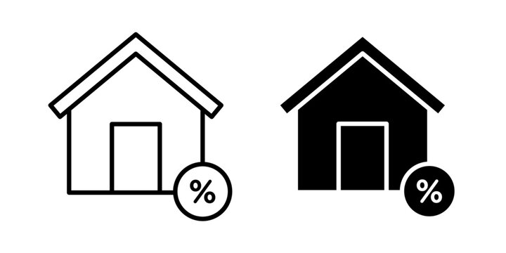 Mortgage Rate Icon represents home loan interest rates and property financing. Ideal for banking, real estate, mortgages, lending, and financial services.