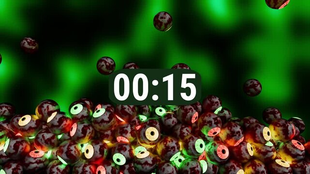 Timer with Scary Eyes Filling the Screen 20 to 0 - Countdown 20 seconds 