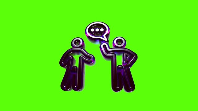 Two people talking with a speech bubble icon representing communication and social interaction concept