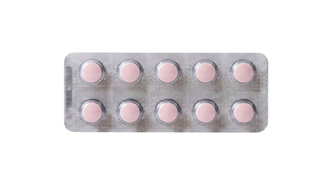 pills in blister pack isolated on transparent background, PNG