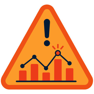 Warning Triangle Icon with Data Graph and Exclamation Mark