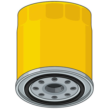 Yellow Automotive Oil Filter Vector Illustration