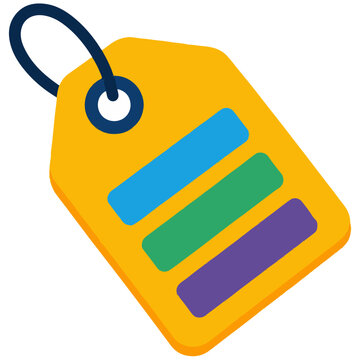 Yellow Price Tag with Colored Stripes Vector Illustration