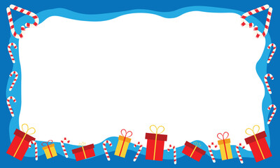 Obraz premium Christmas blue frame background template