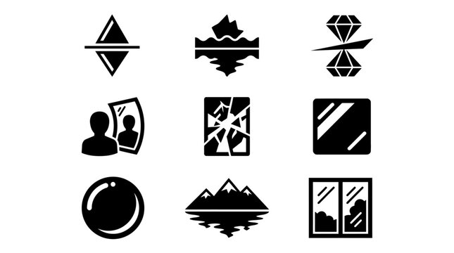 Black and white geometric shapes icons.
